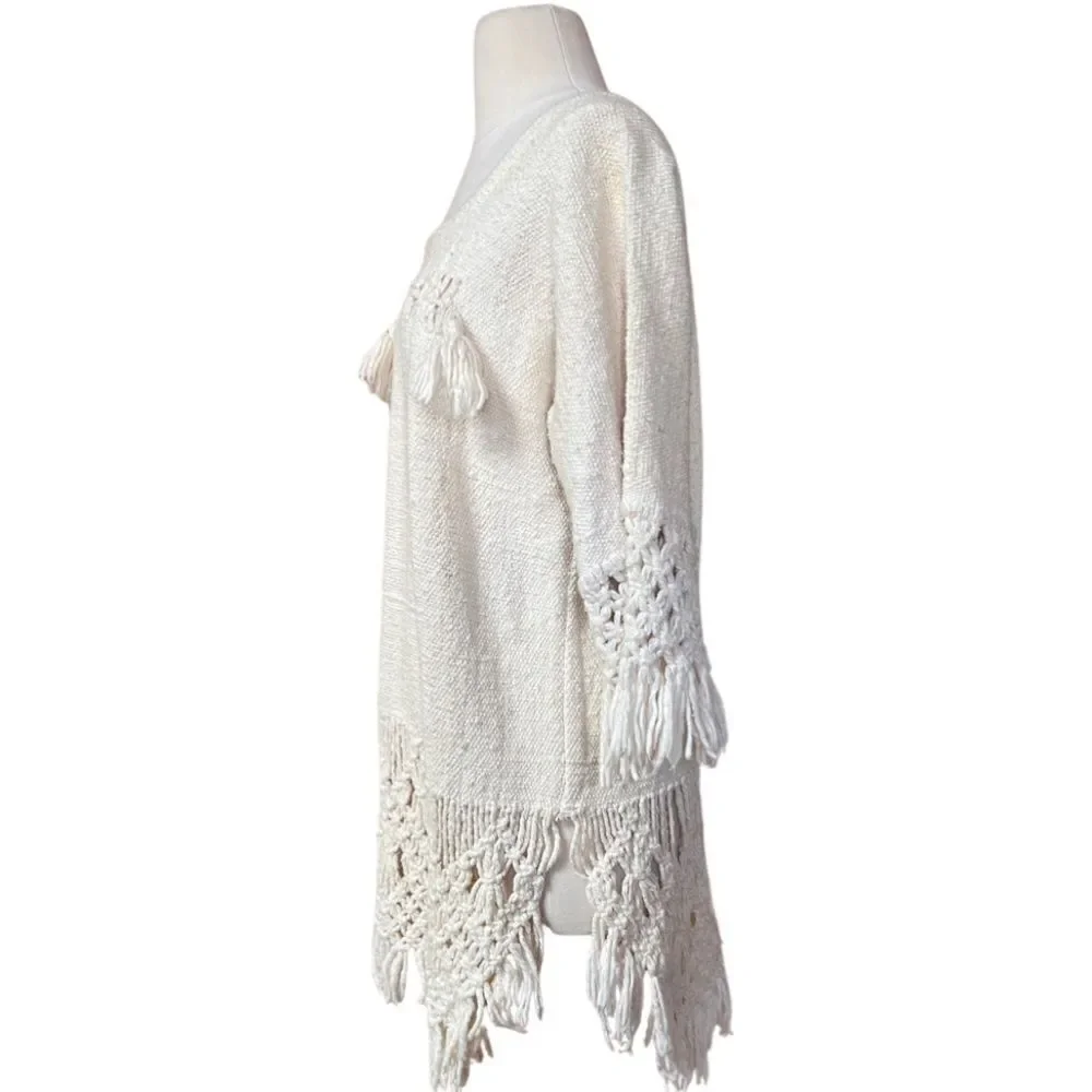 Ultra Rare Vintage 1960s Bazaar by Xavier de la Torre Cotton Fringe Tunic - Picture 6 of 13